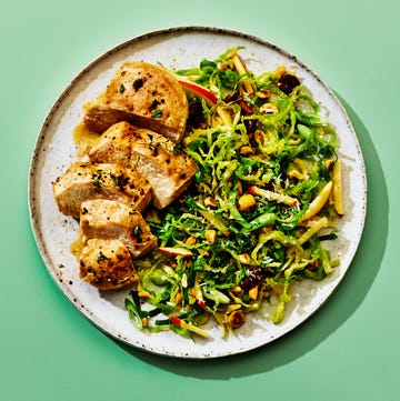 lemon thyme chicken with shaved sprouts
